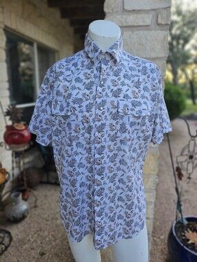 Western Aloha Short Sleeve Cotton Hawaiian Shirt Hawaii Leaves Size XL